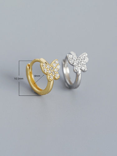 925 Sterling Silver Cubic Zirconia Butterfly Minimalist Huggie Earring