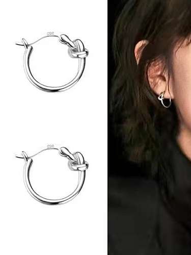 925 Sterling Silver Round Knot Minimalist Huggie Earring