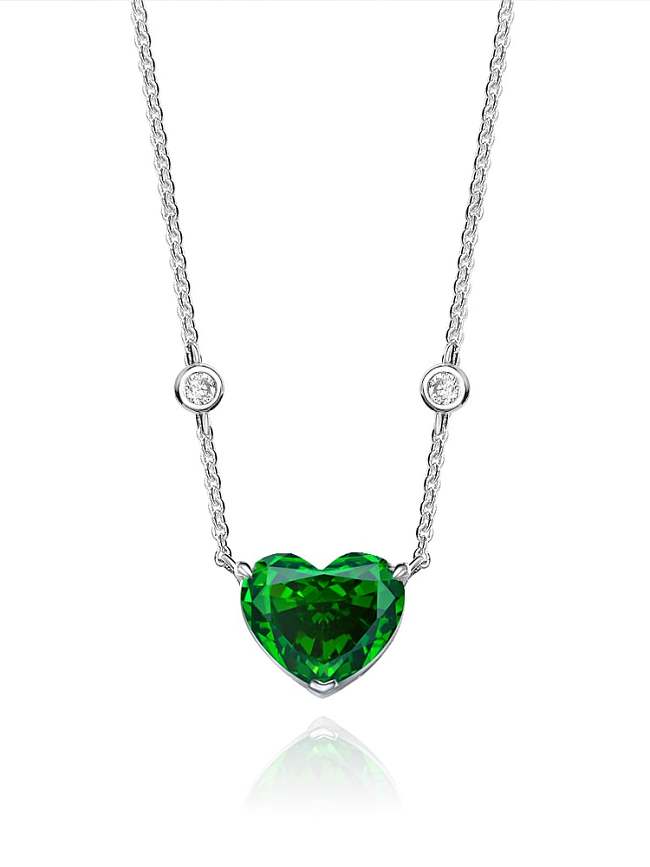 925 Sterling Silver High Carbon Diamond Heart Luxury Necklace