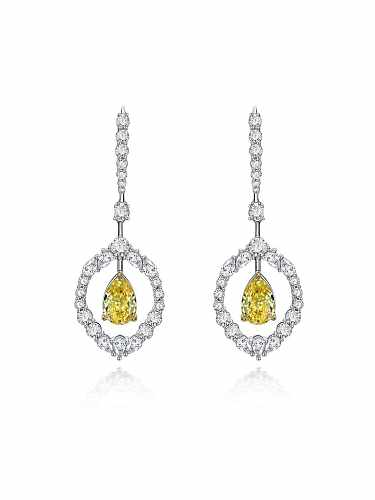 925 Sterling Silver High Carbon Diamond Yellow Geometric Luxury Drop Earring