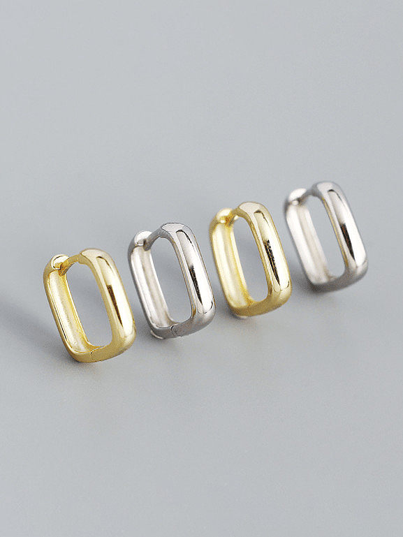 Glatter geometrischer minimalistischer Huggie-Ohrring aus 925er Sterlingsilber