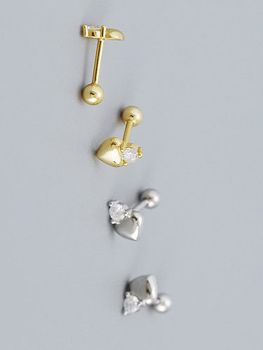 925 Sterling Silver Cubic Zirconia Heart Dainty Stud Earring