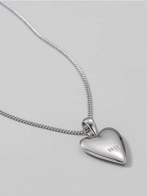 925 Sterling Silver Smooth Heart Vintage Necklace