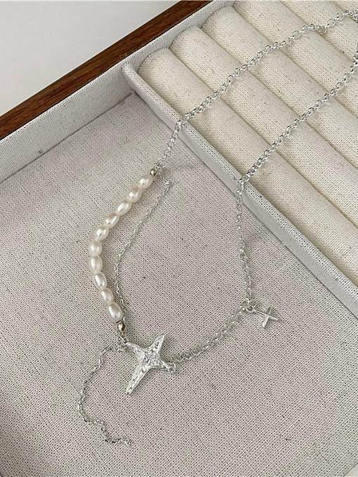 Ensemble bracelet et collier de perles d'eau douce en argent sterling 925 Trend Star