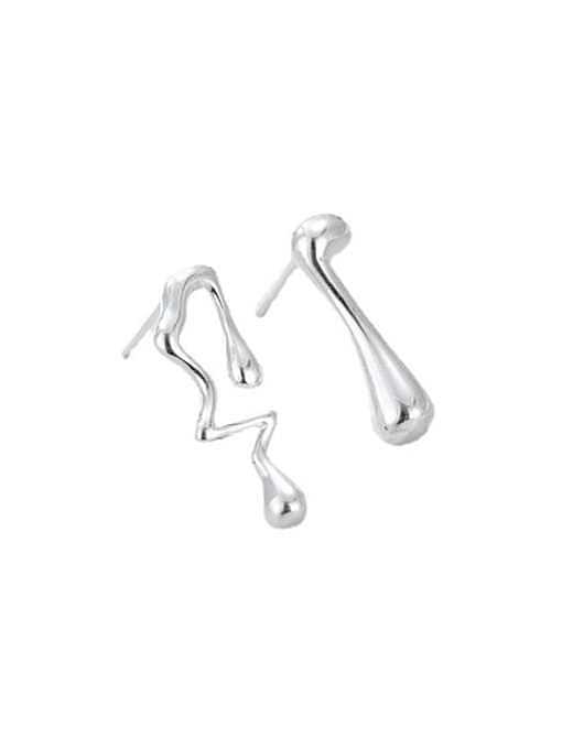 925 Sterling Silver Minimalist Geometric Asymmetrical Note Stud Earring