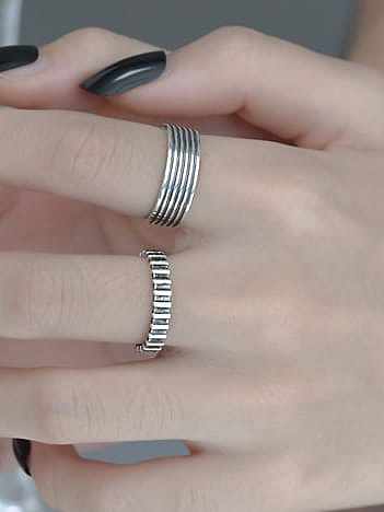 925 Sterling Silver Geometric Vintage Band Ring