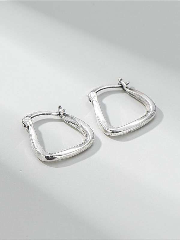 925 Sterling Silver Geometric Vintage Huggie Earring