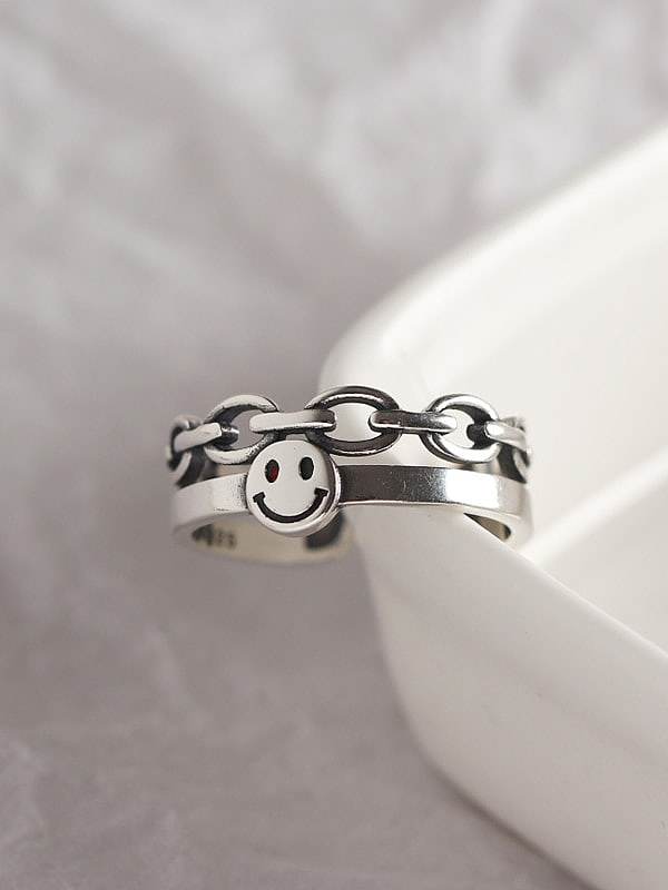 925 Sterling Silber Face Vintage stapelbarer Ring