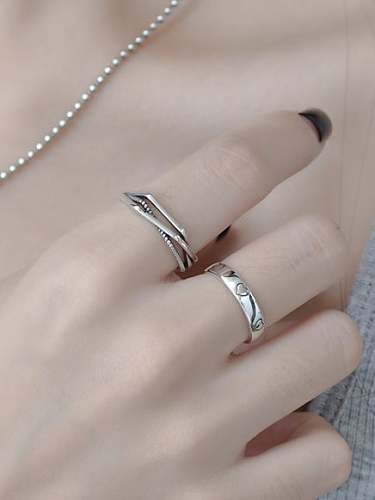 925 Sterling Silver Heart Vintage Band Ring