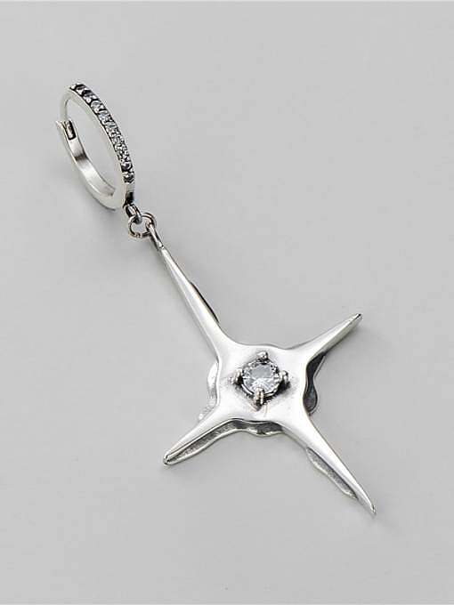 925 Sterling Silver Rhinestone Cross Minimalist Single Earring
