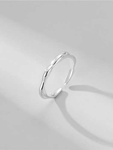 925 Sterling Silver Irregular Minimalist wave Line Band Ring