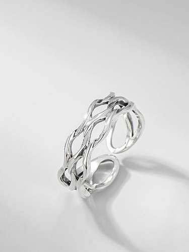 925 Sterling Silber hohler geometrischer Vintage stapelbarer Ring