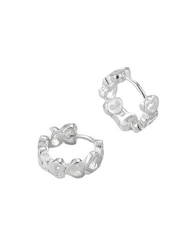 Boucle d'oreille Huggie minimaliste en forme de cœur creux en argent sterling 925