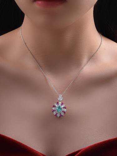 Herzförmige Halskette aus 925er Sterlingsilber mit hohem Kohlenstoffgehalt und Diamanten