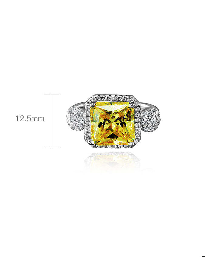 Anillo de lujo geométrico de diamante de alto carbono de plata de ley 925