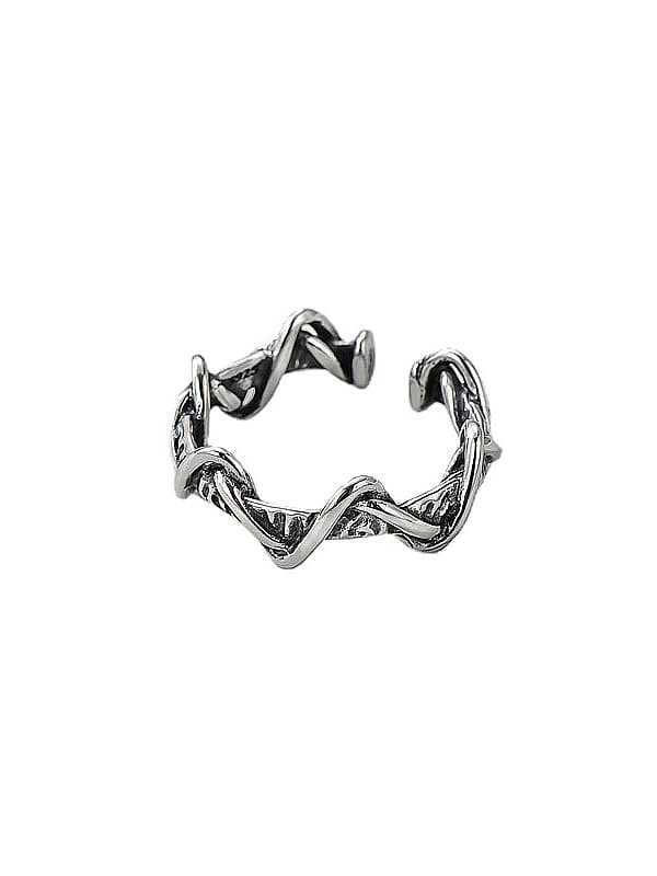 925 Sterling Silver Irregular Twist Wave Vintage Band Ring