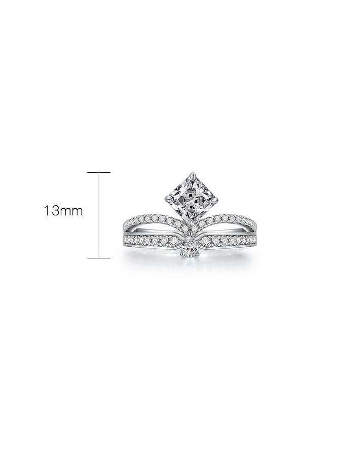 Anel de luxo coroa de diamante de prata esterlina de alto carbono 925