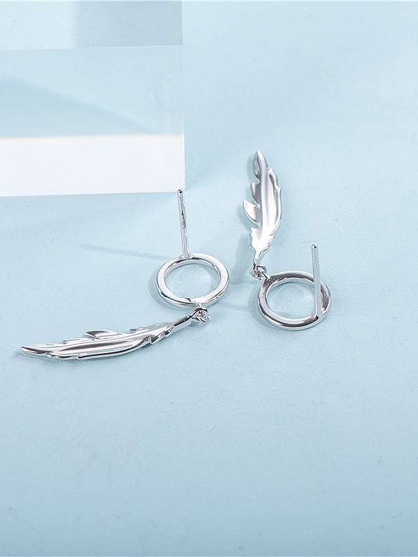 925 Sterling Silver Feather Minimalist Stud Earring