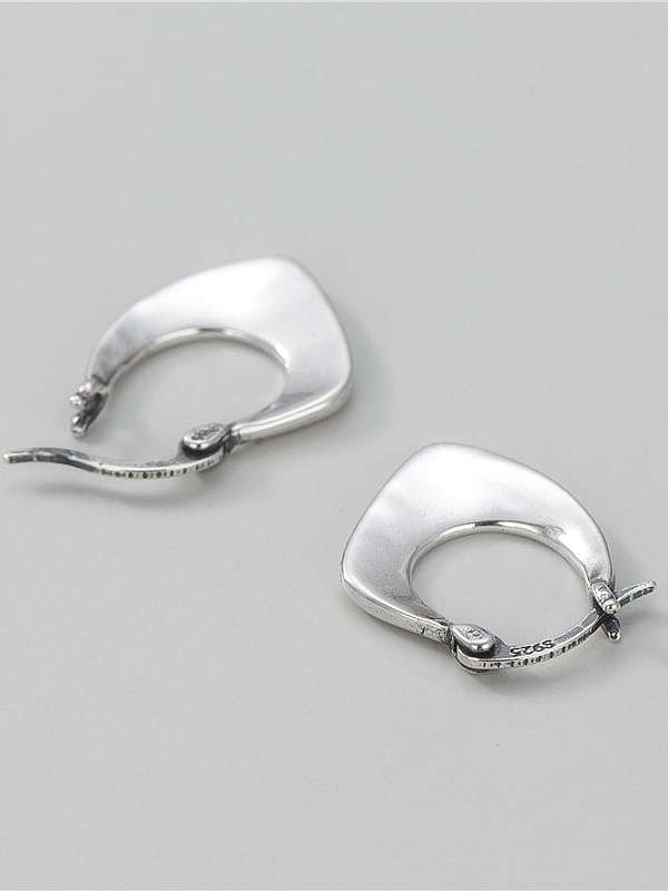 925 Sterling Silver Irregular Vintage Huggie Earring