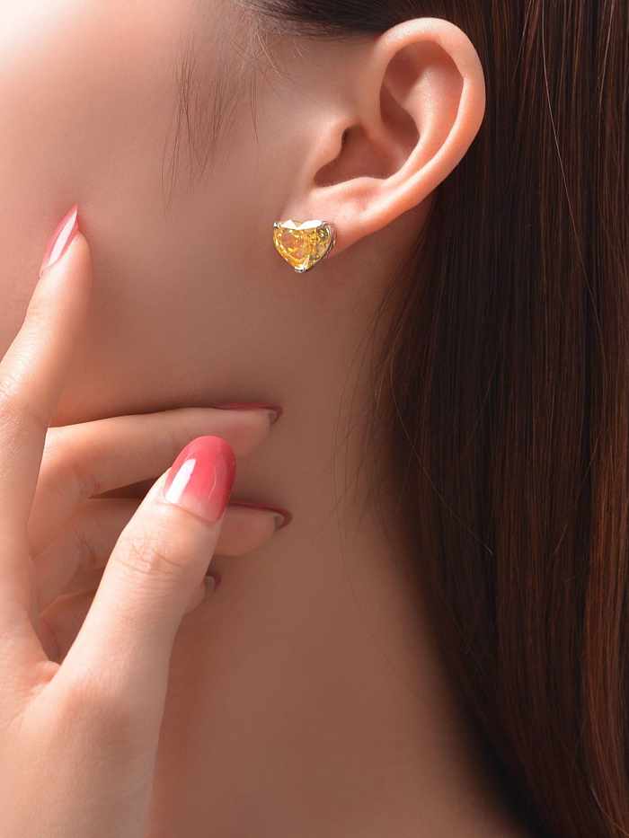925 Sterling Silber Diamant-Herz-zierlicher Ohrring mit hohem Kohlenstoffgehalt