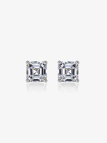 Boucles d'oreilles géométriques transparentes en argent sterling 925 avec diamants à haute teneur en carbone