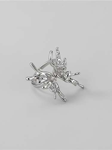 925 Sterling Silver Rhinestone Butterfly Vintage Band Ring