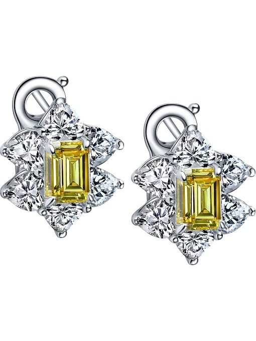 Geometrischer Luxus-Ohrring mit Diamanten aus 925er Sterlingsilber mit hohem Kohlenstoffgehalt
