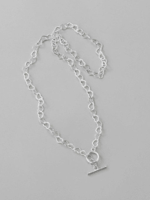 Collar minimalista de cadena de corazón hueco de plata de ley 925