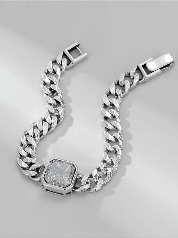 Bracelet chaîne creuse vintage géométrique en argent sterling 925