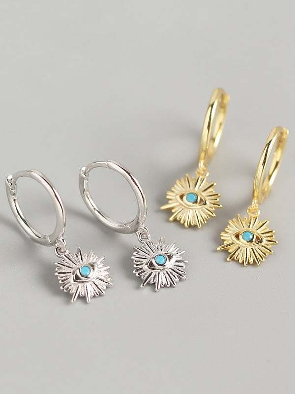 925 Sterling Silver Rhinestone Blue Evil Eye Trend Huggie Earring