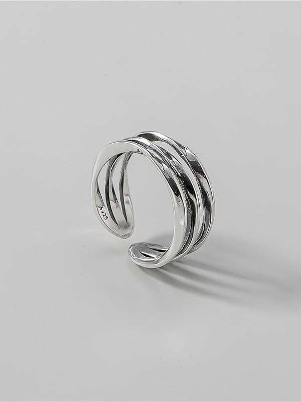 925 Sterling Silver Round Vintage Double layer Stackable Ring