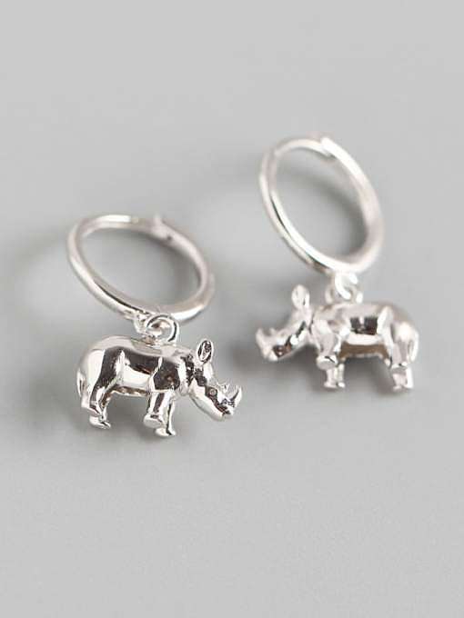 925 Sterling Silver Cattle Cute Huggie Earring