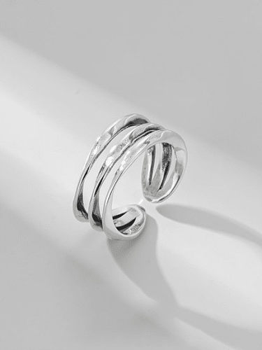 925 Sterling Silber Runder Vintage Double Layer Stapelbarer Ring