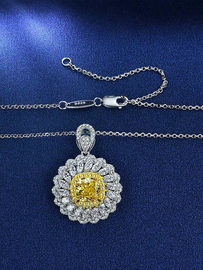 Collar delicado de plata de ley 925 con alto contenido de carbono, diamante, flor amarilla