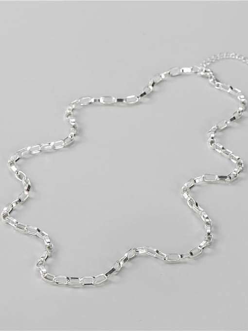 Collar de cadena hueca minimalista geométrica de plata de ley 925