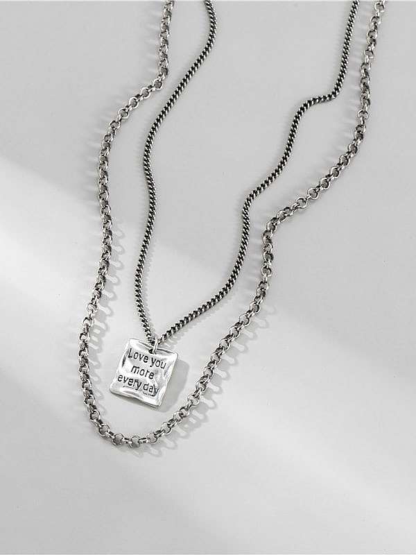 925 Sterling Silver Bead Geometric Vintage Multi Strand Necklace