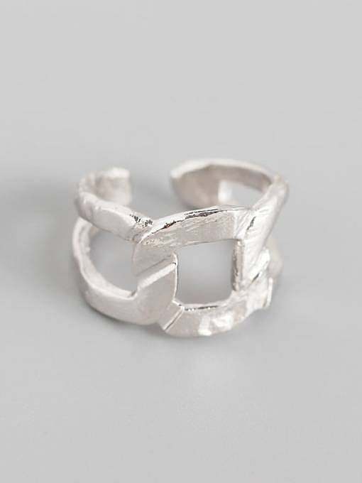 925 Sterling Silver Hollow Geometric Artisan Band Ring