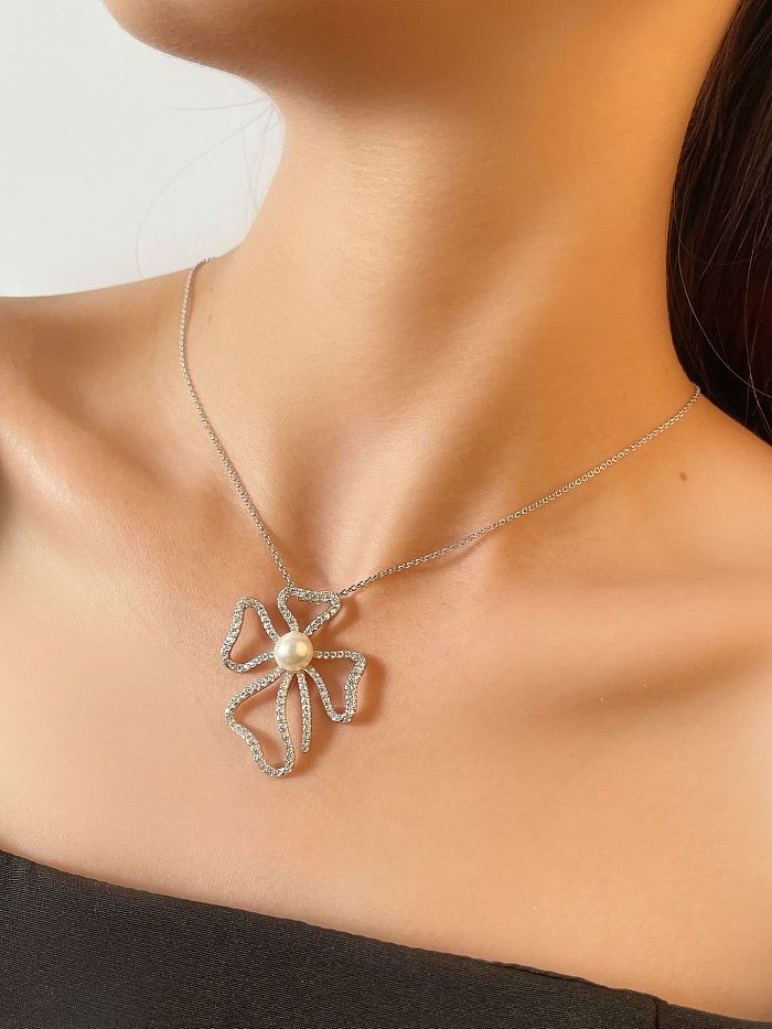 925 Sterling Silver Freshwater Pearl Flower Luxury Necklace