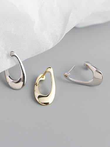 925 Sterling Silver Irregular Minimalist Huggie Earring