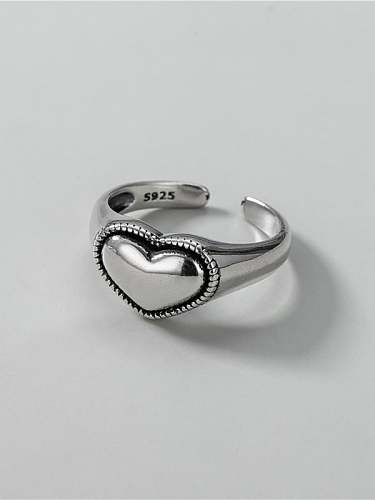 925 Sterling Silver Heart Vintage Band Ring