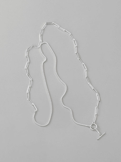 925 Sterling Silber hohle geometrische Kette minimalistische langsträngige Halskette