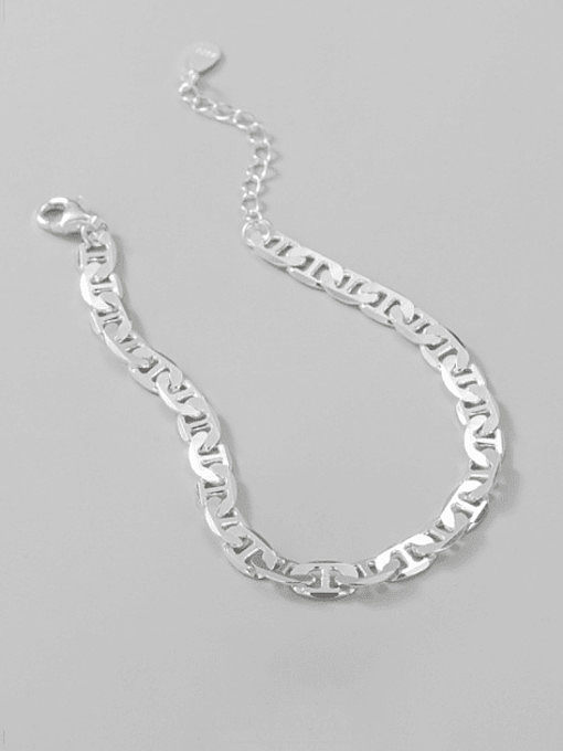 Pulseira de ligação geométrica minimalista prata esterlina 925