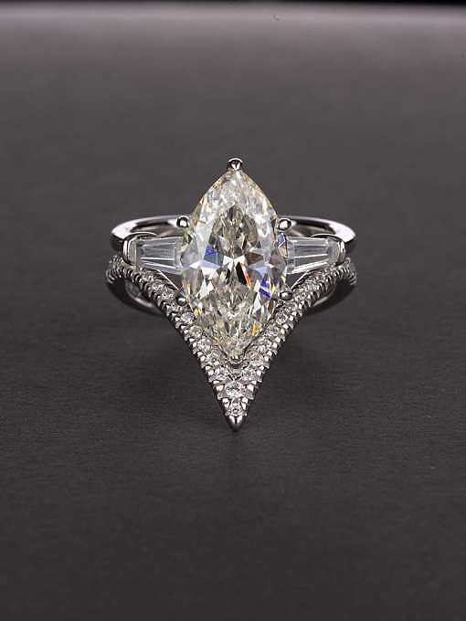 Geometrischer Luxusring mit Diamanten aus 925er Sterlingsilber mit hohem Kohlenstoffgehalt