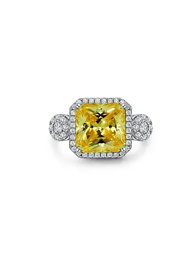 925 Sterling Silver High Carbon Diamond Geometric Luxury Ring