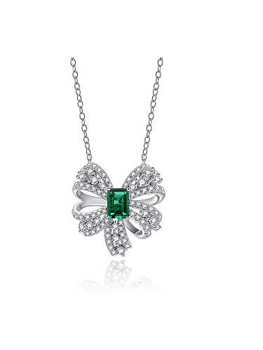 Collar delicado de mariposa verde con diamante de alto carbono de plata de ley 925