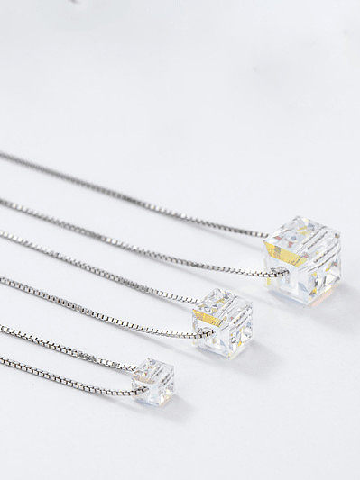 925 Sterling Silber österreichische Kristall mehrfarbige geometrische minimalistische Halskette