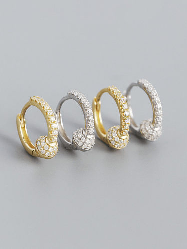Pendiente Huggie minimalista geométrico de diamantes de imitación de plata esterlina 925