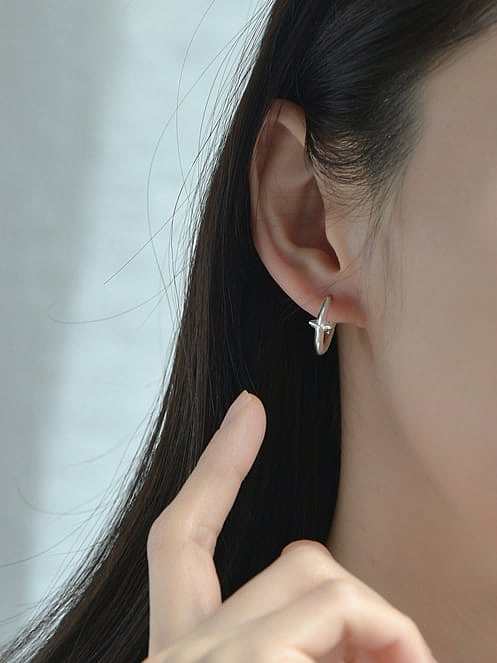 925 Sterling Silver Cross Minimalist Huggie Earring