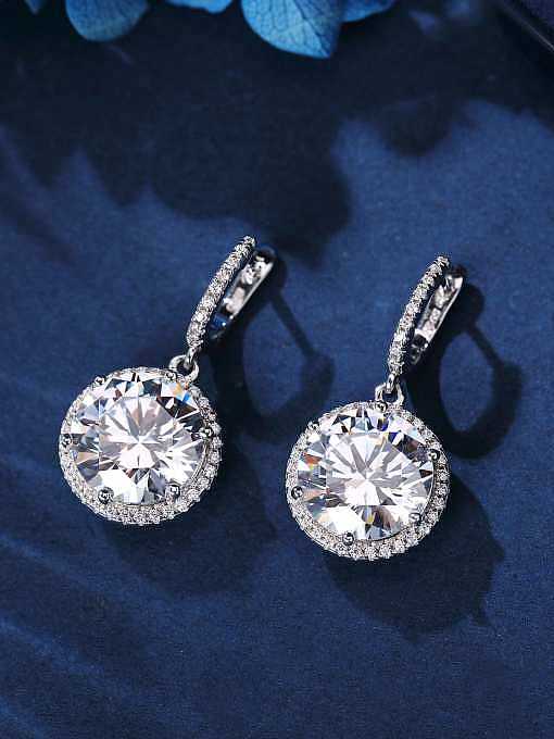 Boucles d'oreilles pendantes géométriques en argent sterling 925 avec diamants à haute teneur en carbone