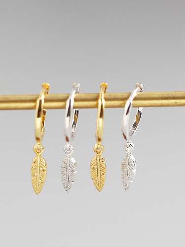 925 Sterling Silver Leaf Trend Huggie Earring
